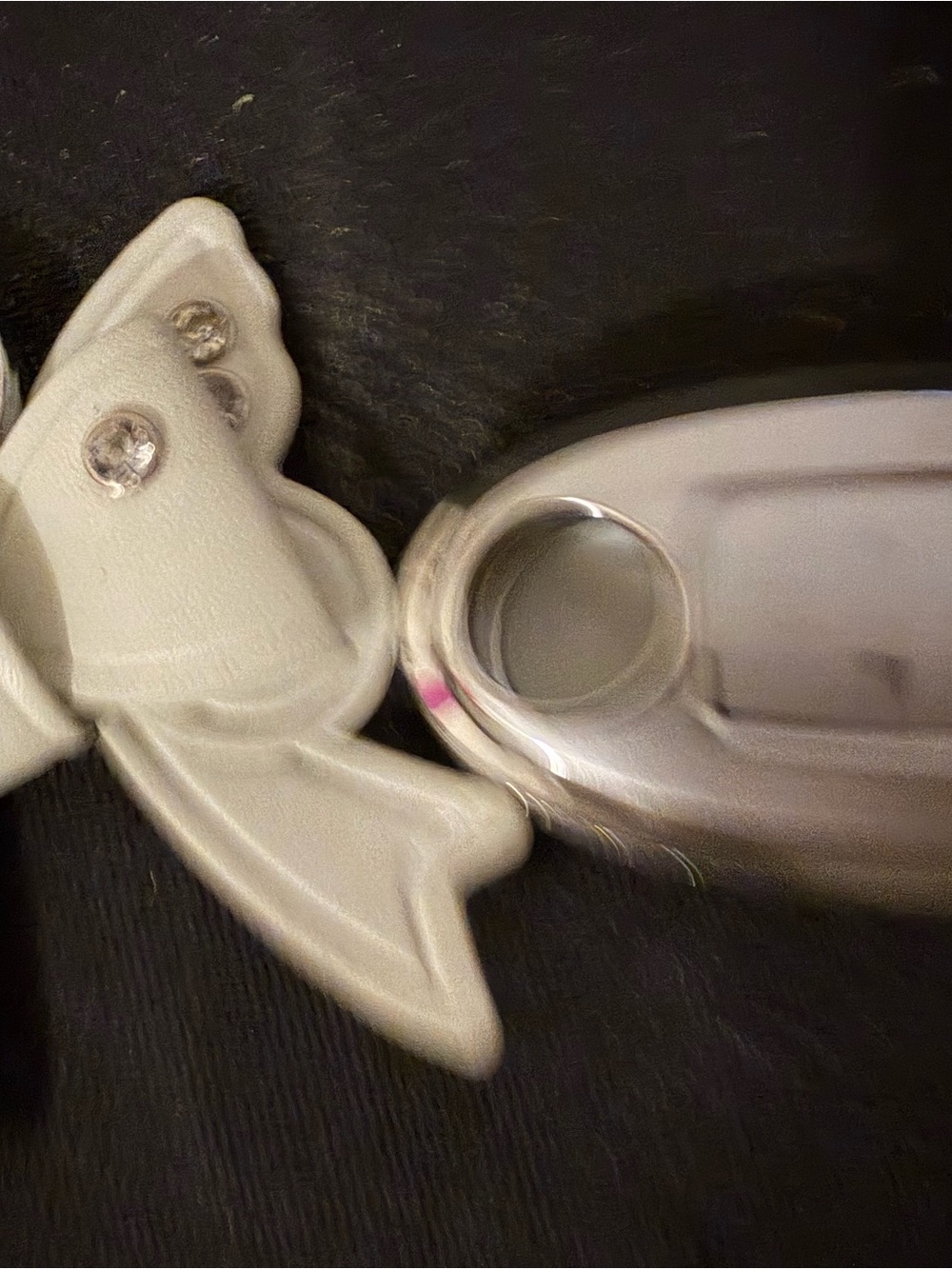 Silver Phone Charm Keyring with White Bat Accent - Accessory